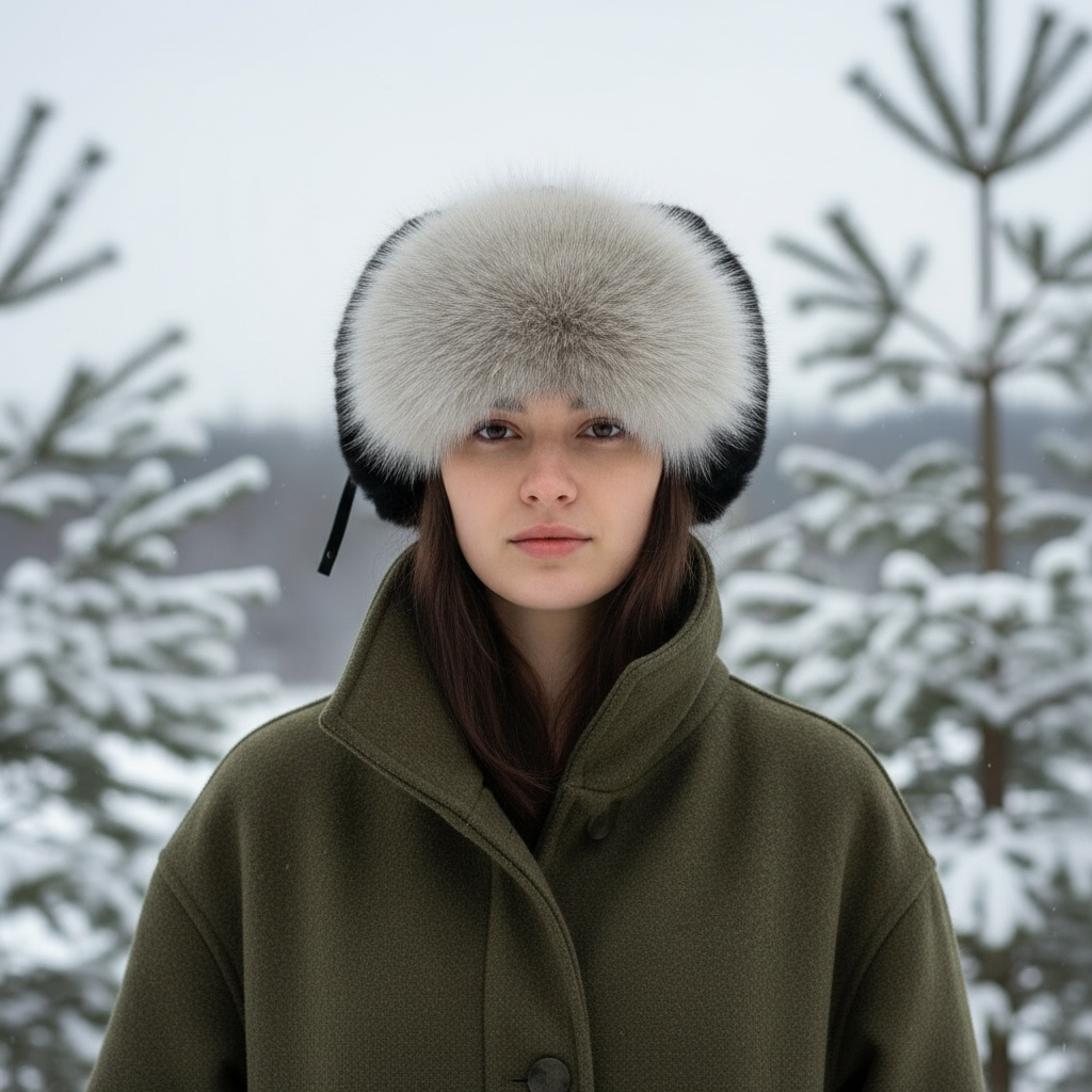 Chapeau de trappeur renard blanc