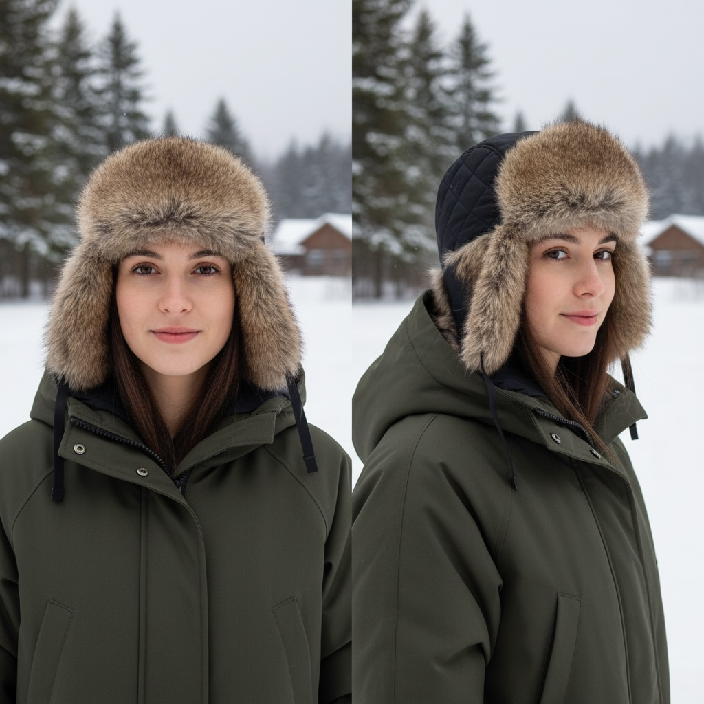 Chapeau en tissu coupe-vent et lapin