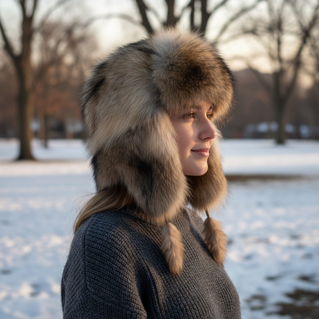 Chapeau tout fourrure de coyote