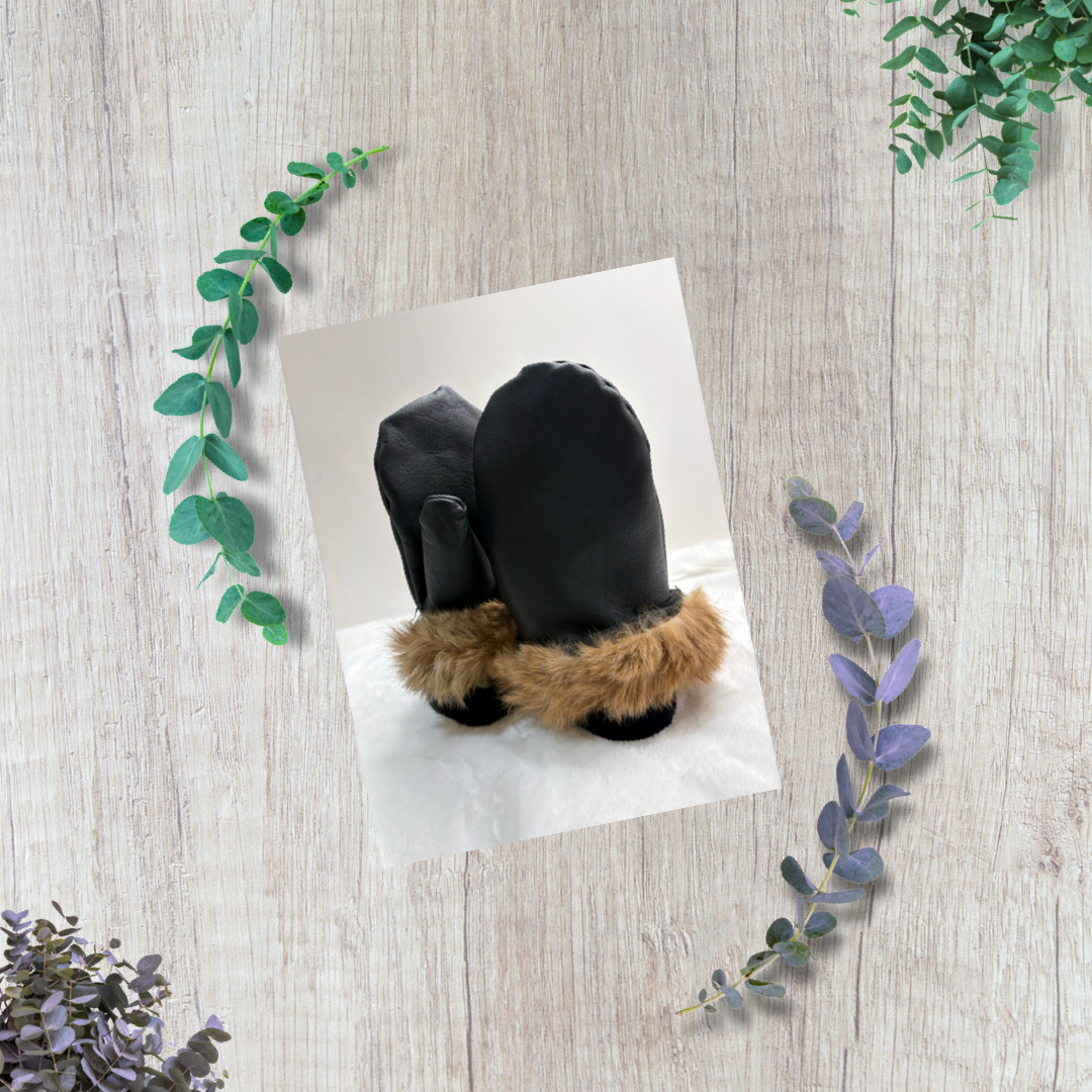 Mitaines de cuir et lapin