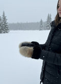 Mitaines de coyote avec bande de renard noir