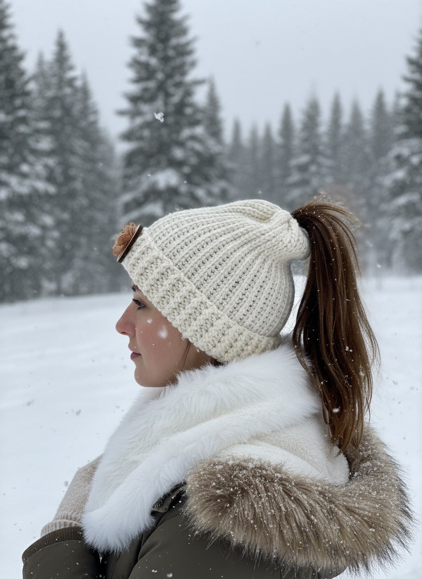 Tuque à trous pour queue de cheval